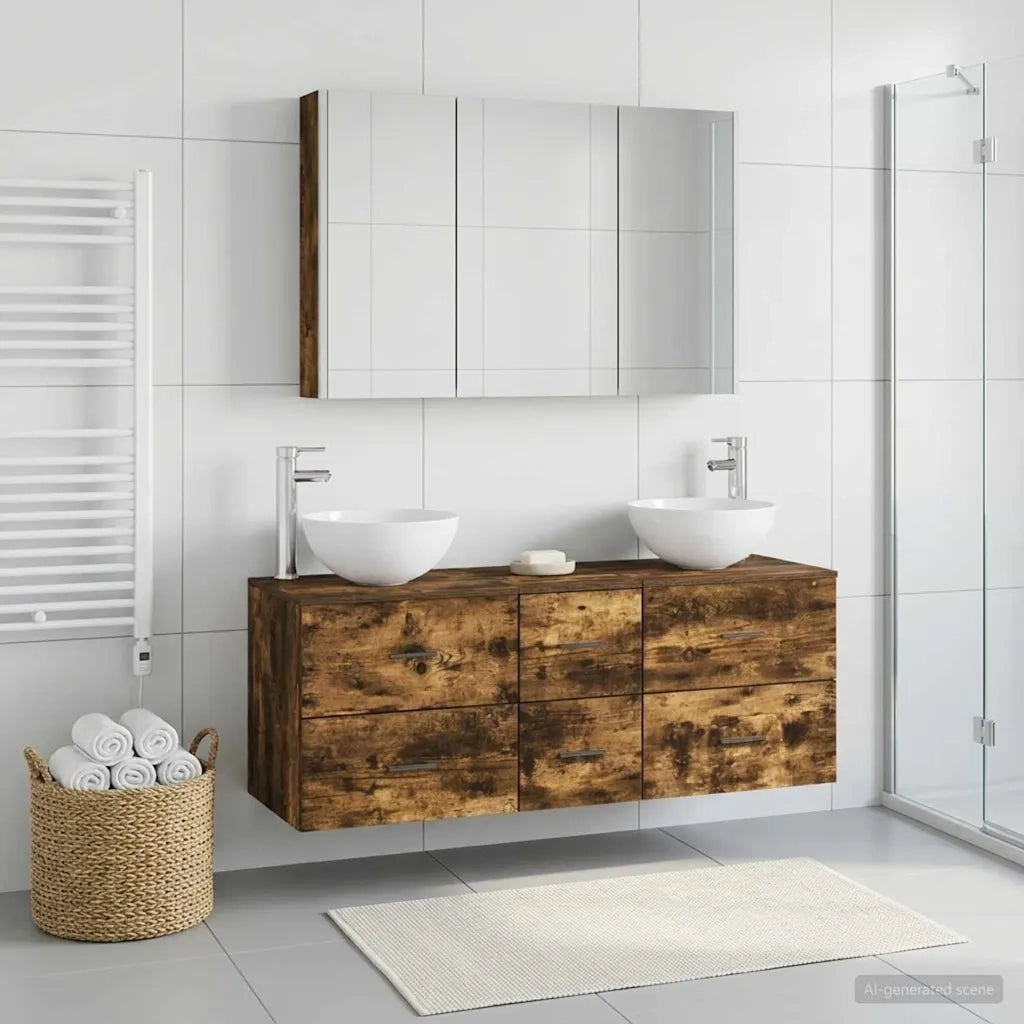 Set di mobili per il bagno 4 pcs Rovere Fumo 3406747