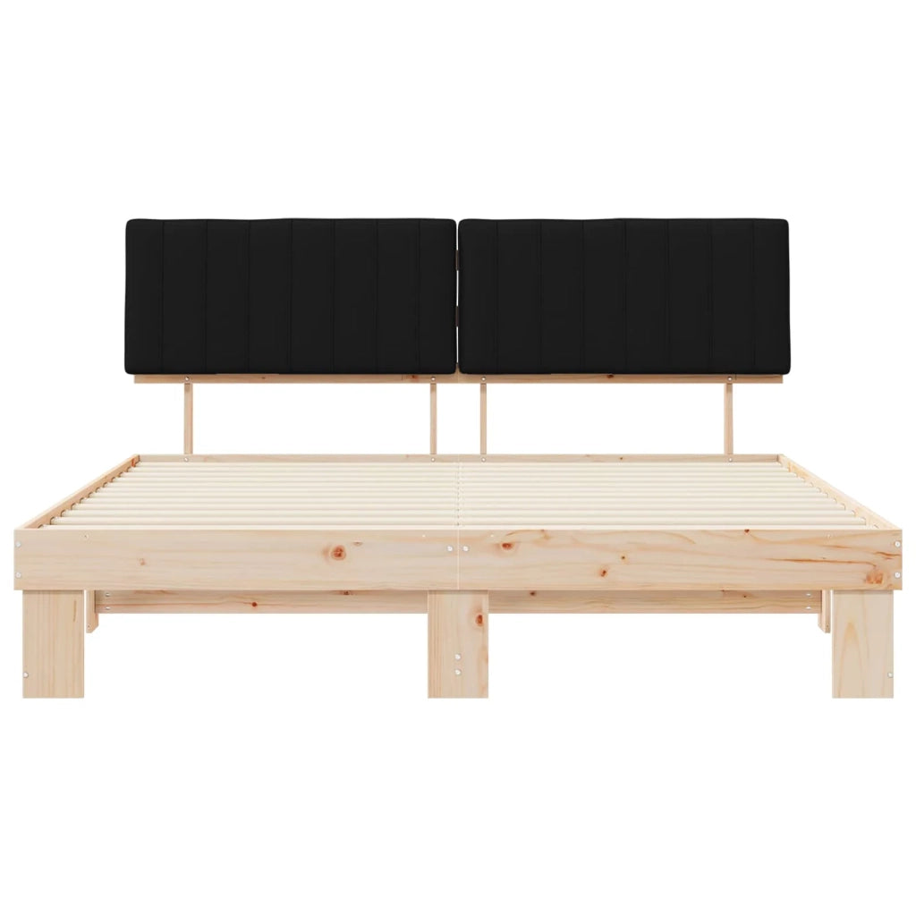 Letto con Testiera Rivestita Nero 180 x 200 cm Pino massello