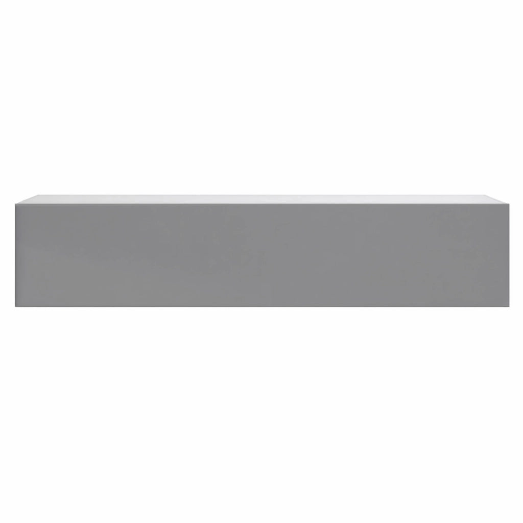 Mobile TV Sospeso Design Minimal Con 3 Vani Contenitore Anta A Ribalta Reversibile Frontale Lucido In Melaminico Per Soggiorno Salotto Zona Living 160 X 34 X 40 Cm Grigio E Bianco