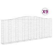 Set di 9 gabbioni ad arco per recinzione gabbia o muro di contenimento 400 x 30 x 140/160 cm ferro zincato argento 02_0041295