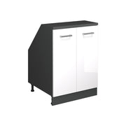 Mobile sottotetto Rion Bianco lucido/Antracite 60 x 83.8 cm con 2 porte, carcassa 60 cm profondità Vicco