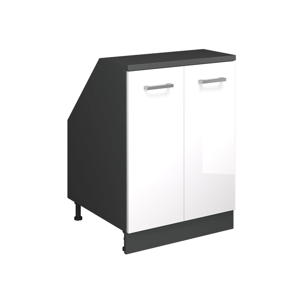 Mobile sottotetto Rion Bianco lucido/Antracite 60 x 83.8 cm con 2 porte, carcassa 60 cm profondità Vicco