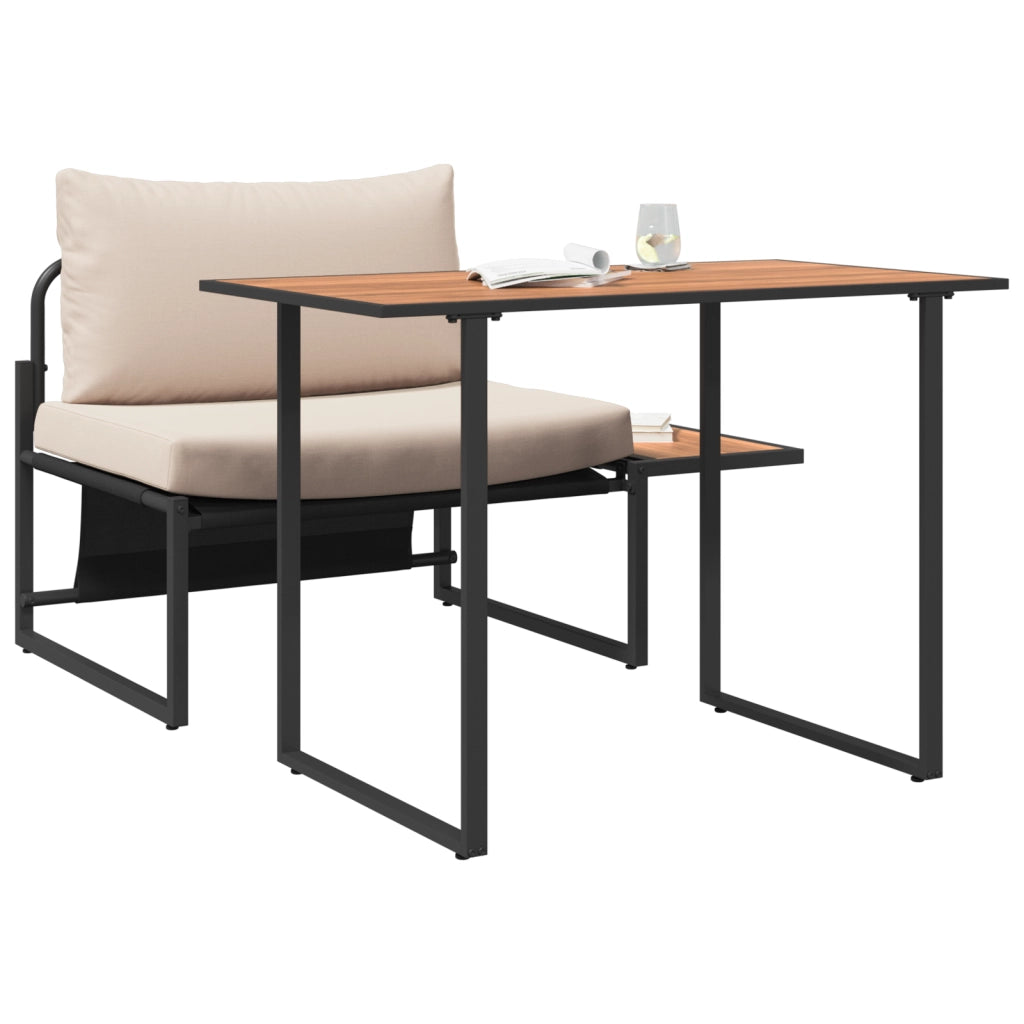 Set Pranzo Giardino 2 Pezzi Poltrona Singola Cuscini Tortora