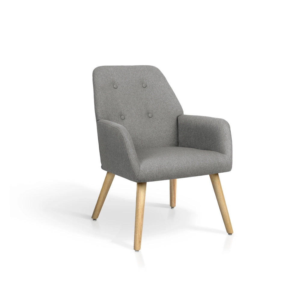 Poltrona Hispanohogar tessuto grigio con gambe Hispanohogar legno 81x61x68