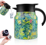 Teiera da 1L con filtro, termoskan con motivi floreali vintage, termoskan con filtro per tè, termoskan isolato, caraffa per caffè termica in acciaio inossidabile 316, teiera isolata per la cucina, per uso domestico.