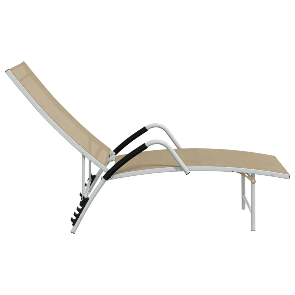 Sdraio sedia a sdraio prendisole lettino da giardino terrazza mobili da esterno tessilene e alluminio crema 02_0012930