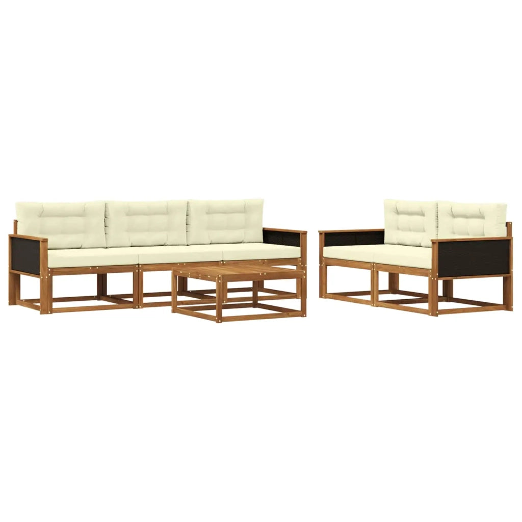 Set di divani da esterno con cuscino 6 pcs Naturale e Crema