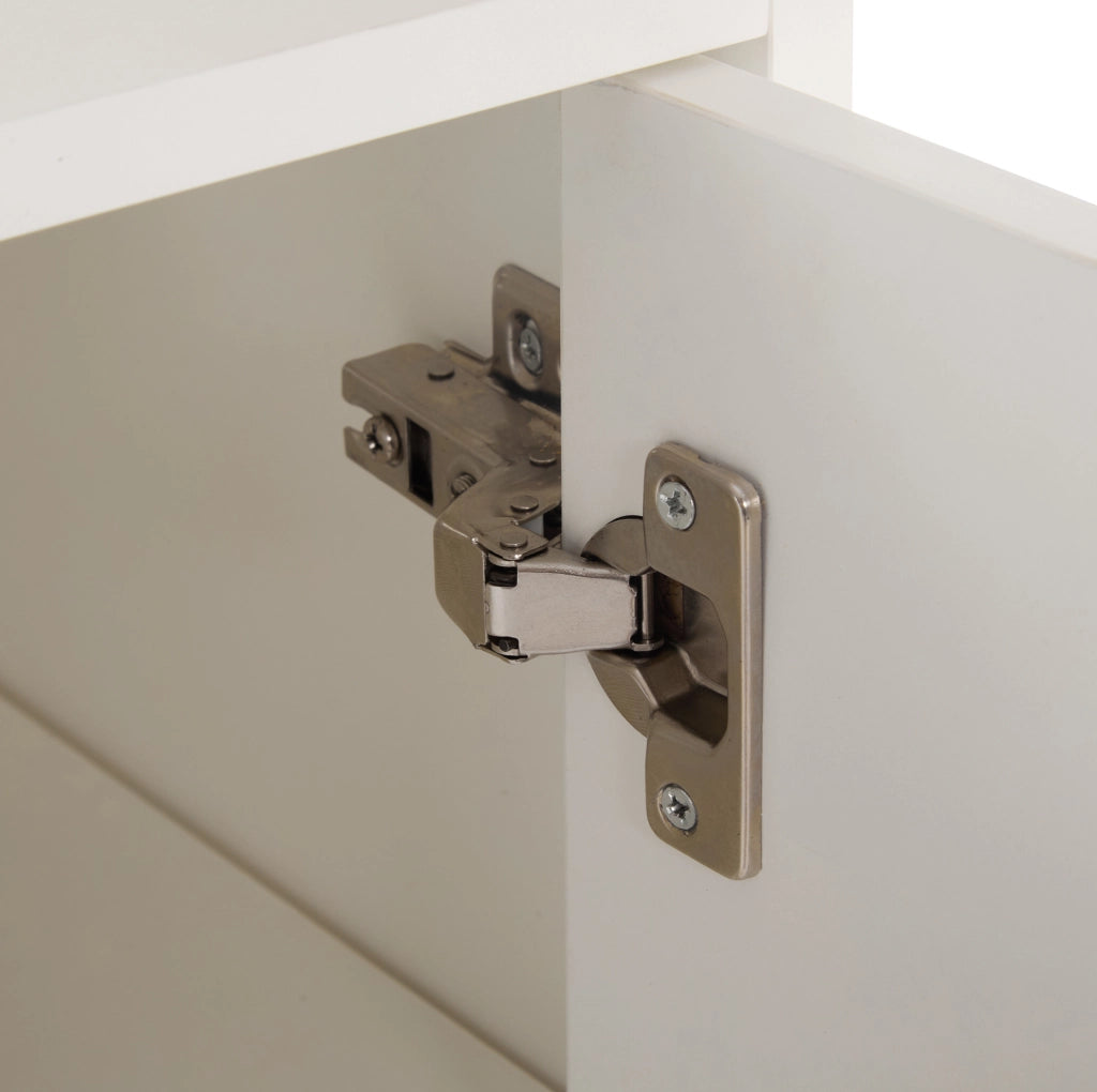 Scarpiera 90x35x99 cm con ripiani regolabili e vani aperti; pannello truciolare bianco
