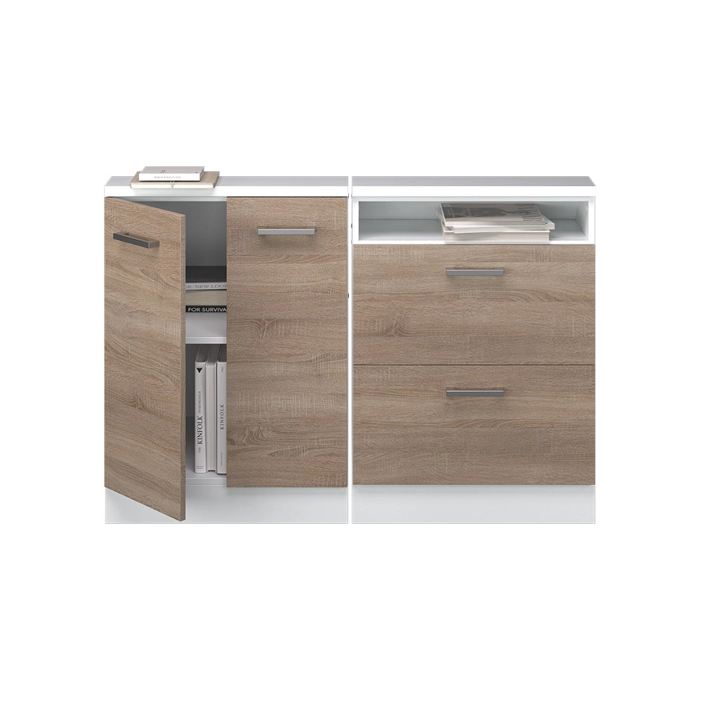 Mobile cucina sottotetto R-Line Sonoma/Bianco 120 cm Set di 2 Vicco