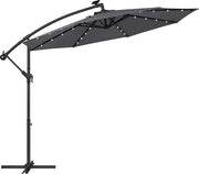 Parasole con Illuminazione a Led a Energia Solare, Parasole con Segnalazione Traffico, Parasole da Giardino, 32 Lampade Led, Ø 3 m, Con Stabilizzatore, Protezione UV fino a UPF 50+, Con Maniglione, Ideale per Giardino, Terrazza, Grigio