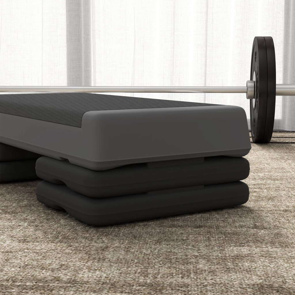Stepper Fitness Altezza Regolabile Antiscivolo Capacità 250 kg Grigio