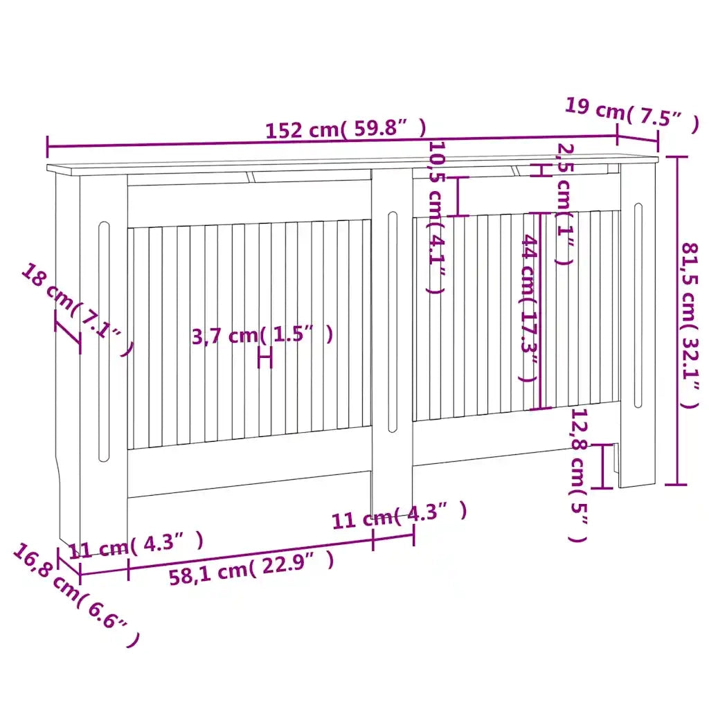 Armadietto Copritermosifone in Legno Multistrato Bianco 152 cm CFW4258690