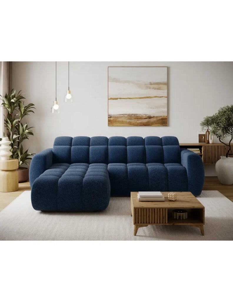 Divano ad angolo elettrico FANOTI 3 posti blu scuro – angolo sinistro