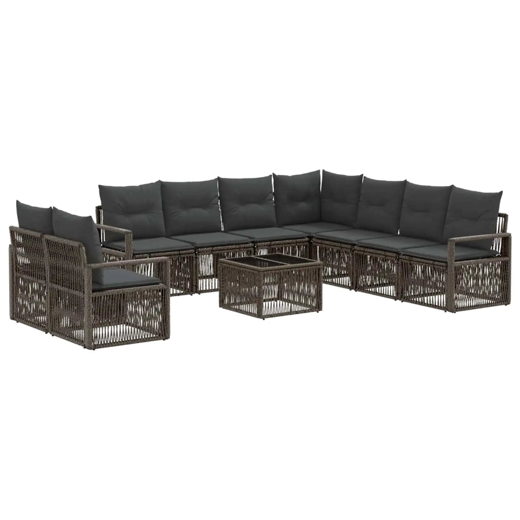Set Divano da Giardino 10 pz Grigio polyrattan 3435755