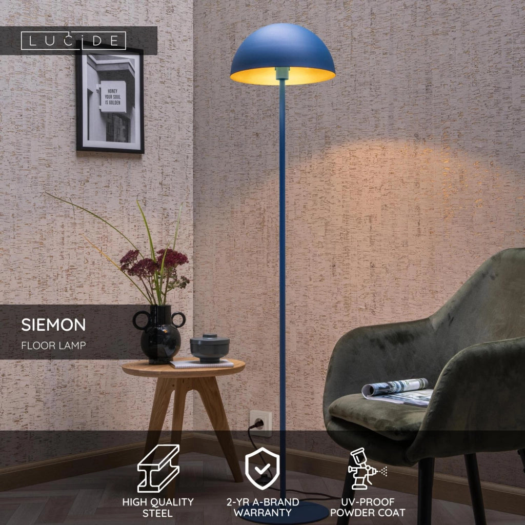 Lampada da terra industriale SIEMON 1xE27 blu Lucide