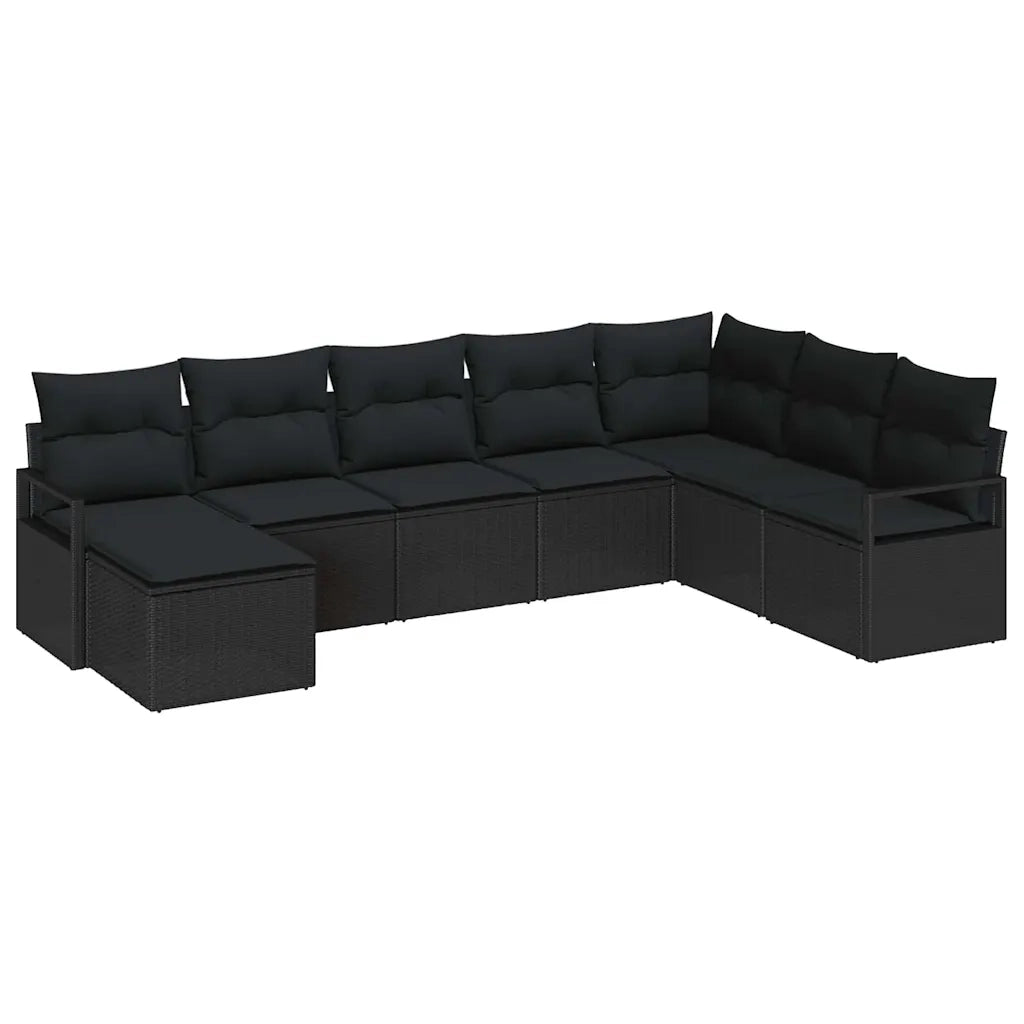 Set di divani con cuscino 8 pcs Nero polyrattan 3355172
