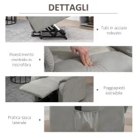 Poltrona Alzapersona Reclinabile 150° max con Telecomando e Poggiapiedi, 75x93x110 cm, Grigio