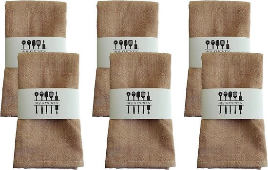 Set di 6 tovaglioli in lino e cotone 100%, dimensioni 40 x 40 cm, adatti per occasioni speciali, cucina, tavola da pranzo, ristorante (kaki)
