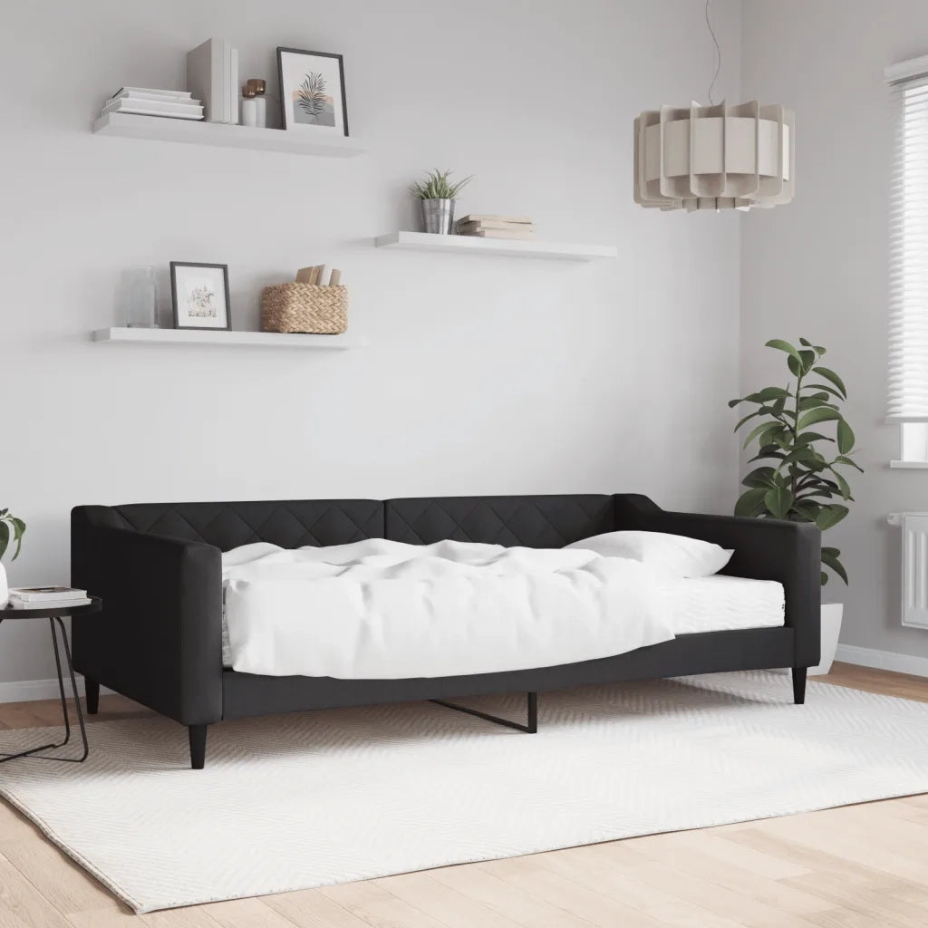 Divano Letto con Materasso-Sofa Letto-Daybed Nero 100x200 cm in Tessuto 401256