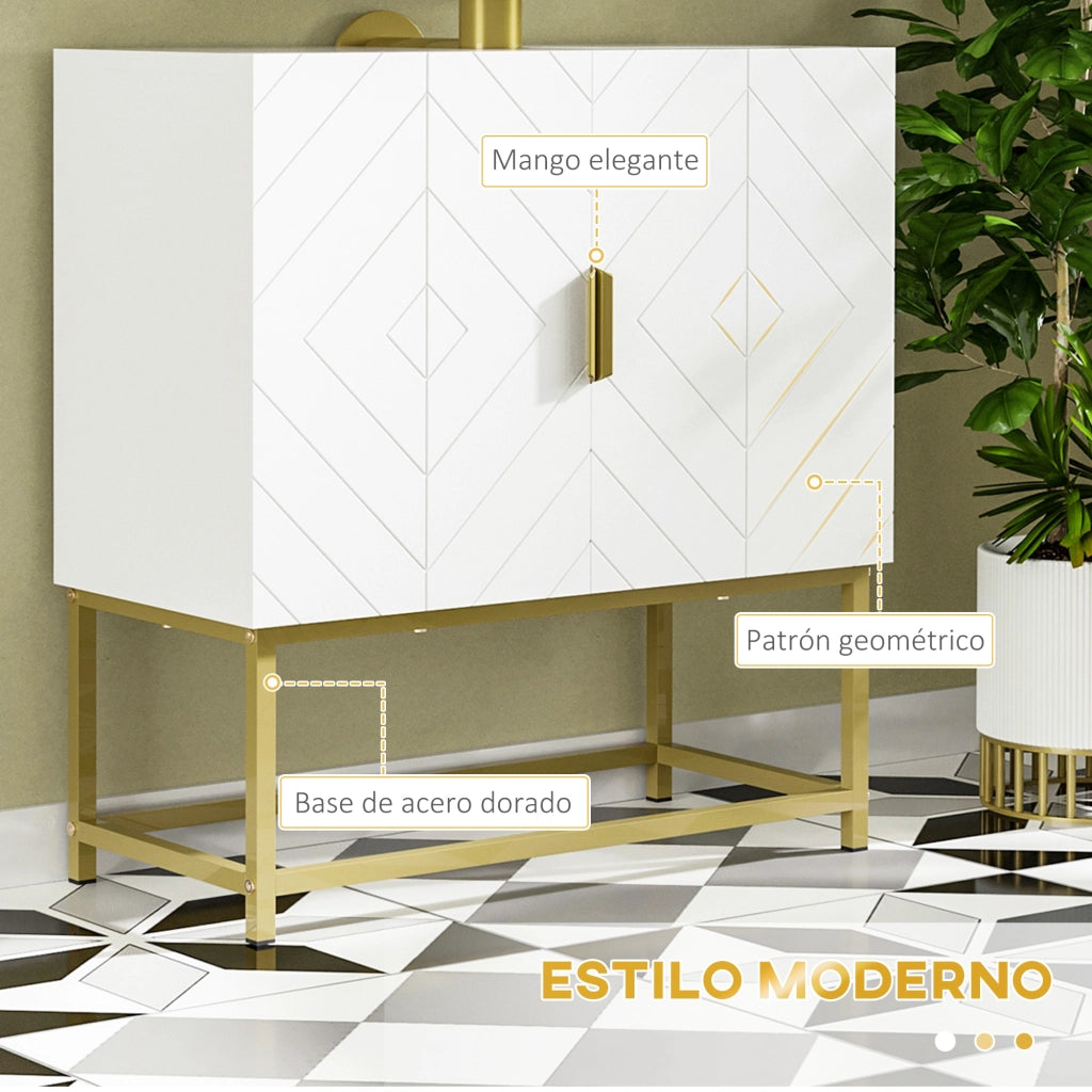 Mobile sottolavabo con 2 ante ¨C Xylo ¨C Bianco e oro, acciaio, 60x30x65 cm