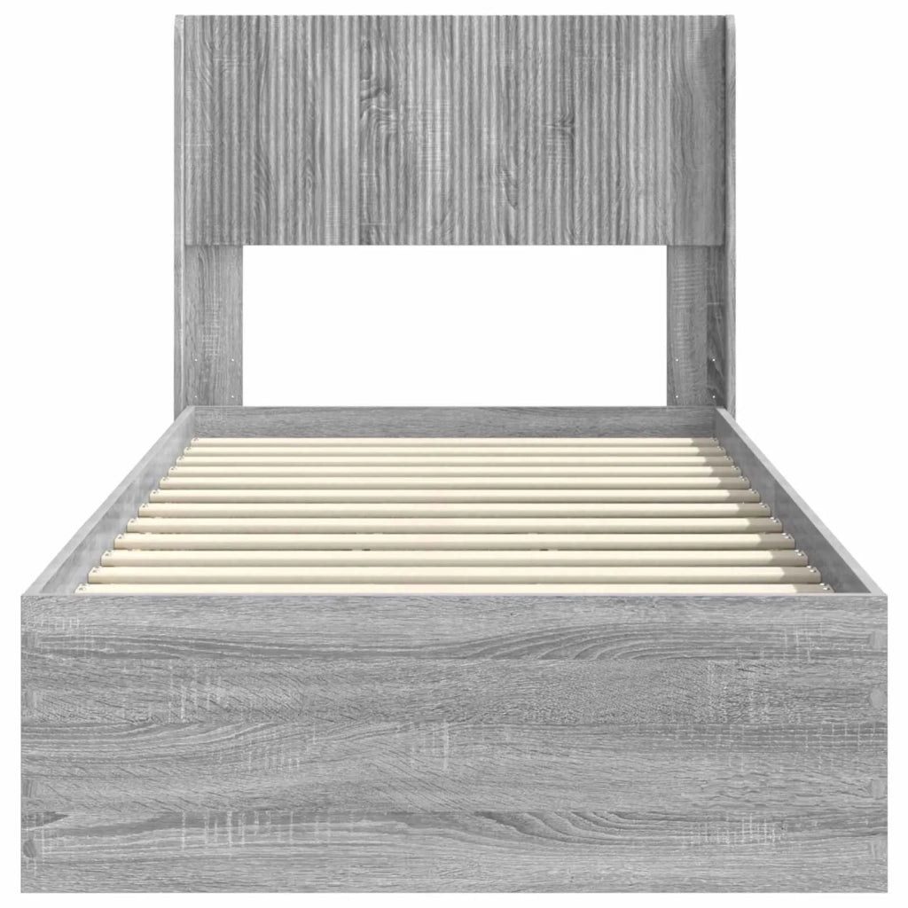 Struttura del letto con stoccaggio e testata-Giroletto con contenitore Sonoma grigio 428701