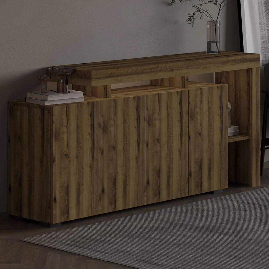 Credenza in legno "Beliz" - 170 x 35 x 80 cm - Noce antico