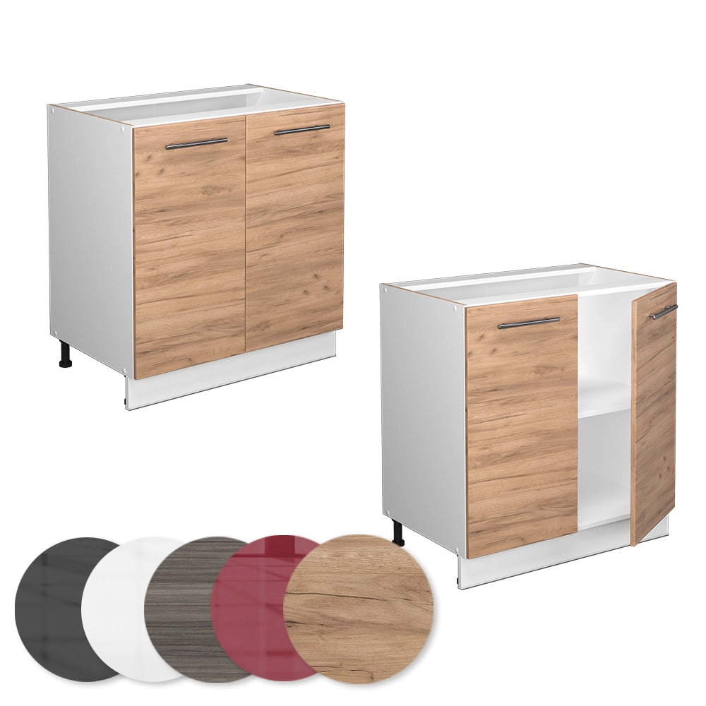 Mobile lavello cucina Fame-Line Rovere dorato/Bianco 80 cm con ripiano, senza piano di lavoro Vicco