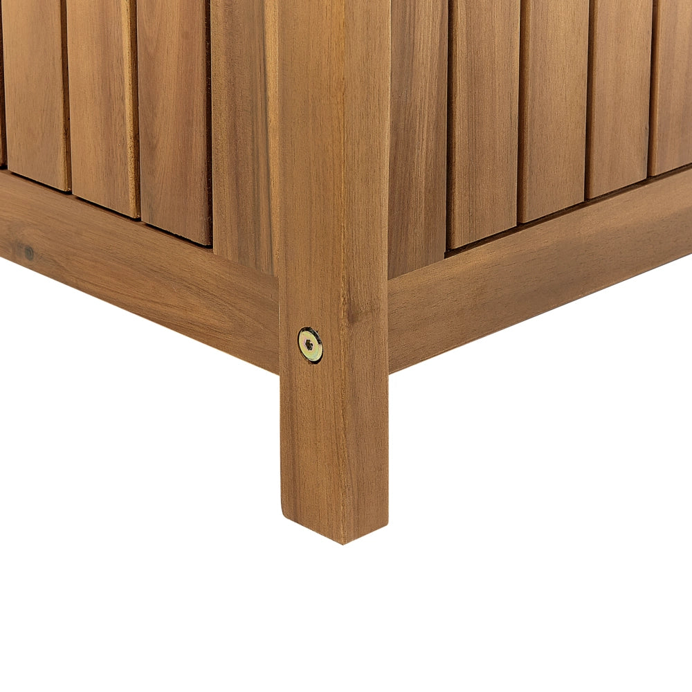 Panca da giardino con contenitore in legno di acacia di colore chiaro 160 cm esterno terrazzo