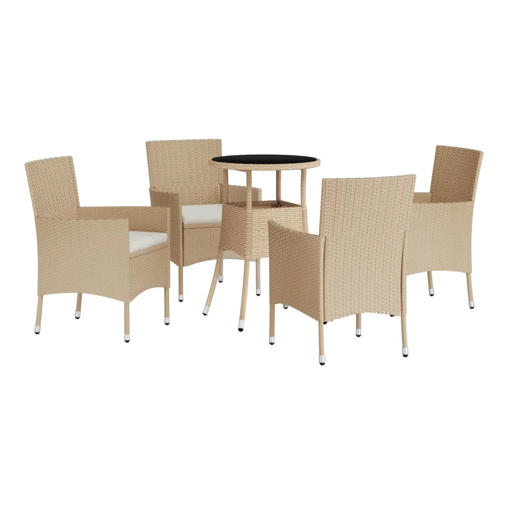 Set da Bistrò da Giardino 5 pz con Cuscini Beige in Polyrattan 3187421