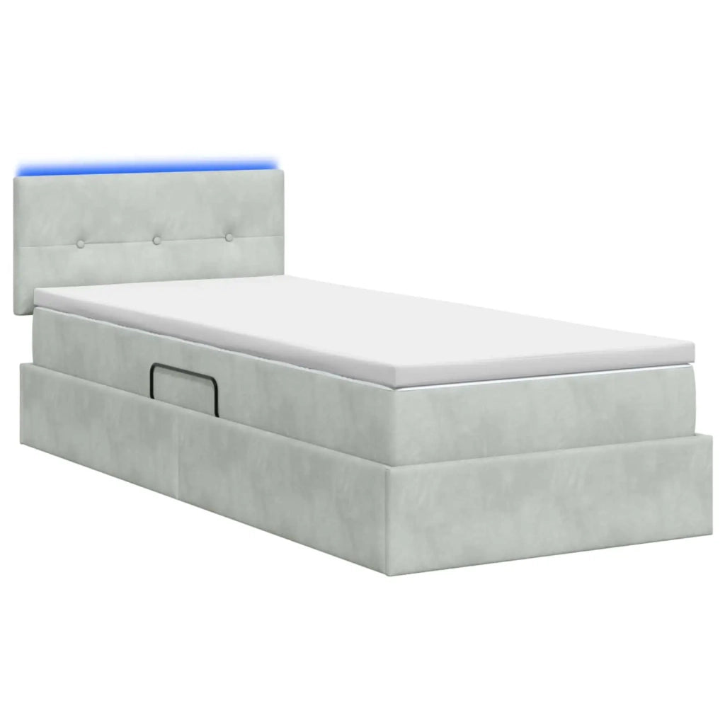 Letto con contenitore LED e materasso Grigio Chiaro 90 x 200 cm 3459222