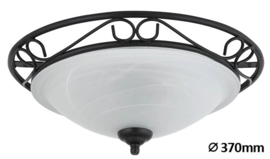 Plafoniera Rabalux Athen 3722 Ø37cm in vetro nera 2xE27