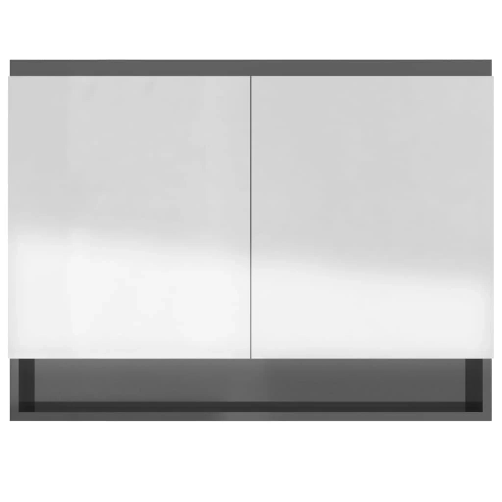 Mobiletto specchio da bagno 80 x 15 x 60 cm grigio lucido MDF 02_0006712
