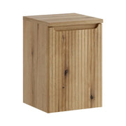 Carrello per la biancheria VANO 40 cm - mobile sospeso in rovere chiaro con anta a ribalta e ripiano