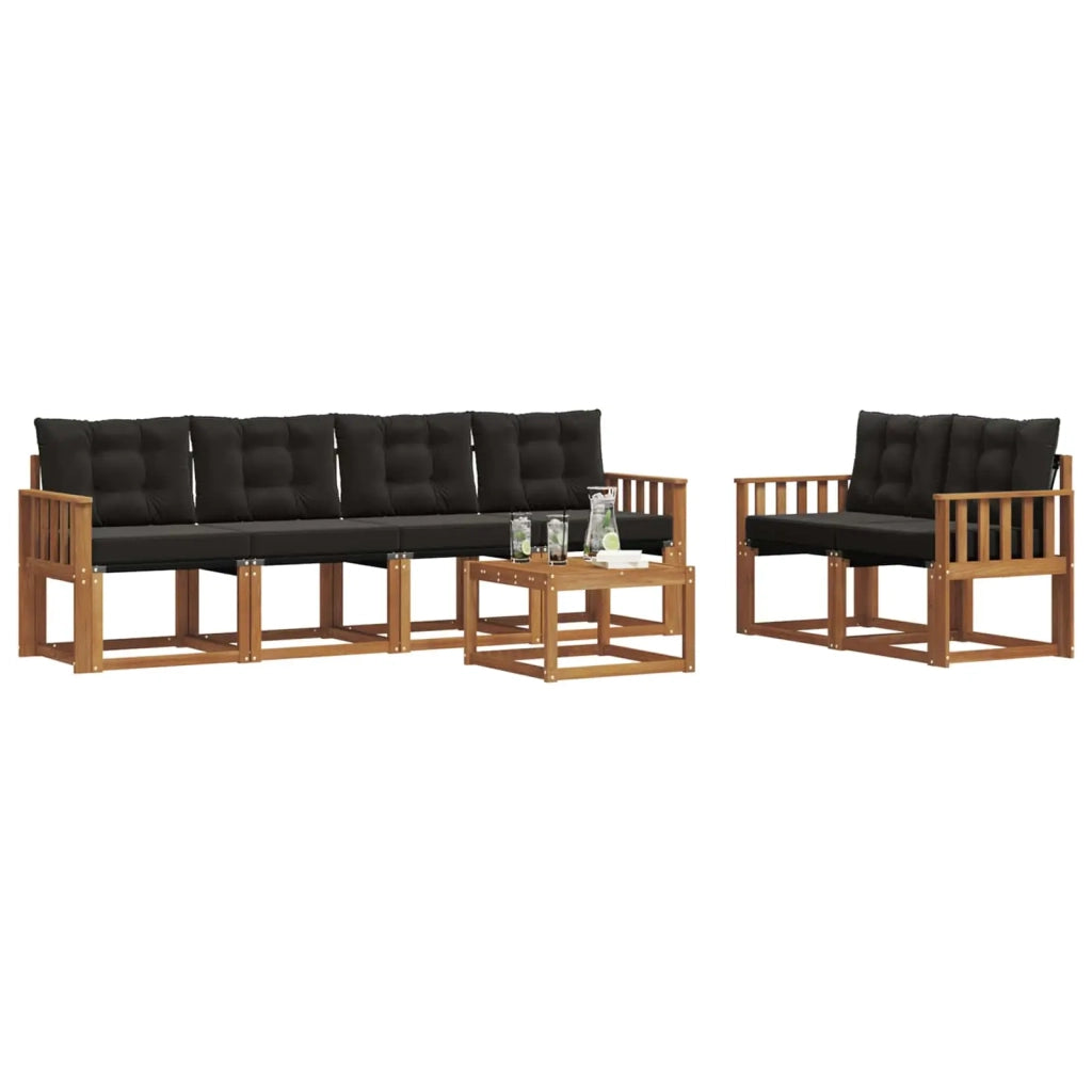 Set di divani da esterno con cuscino 7 pcs Naturale e Nero 3368423