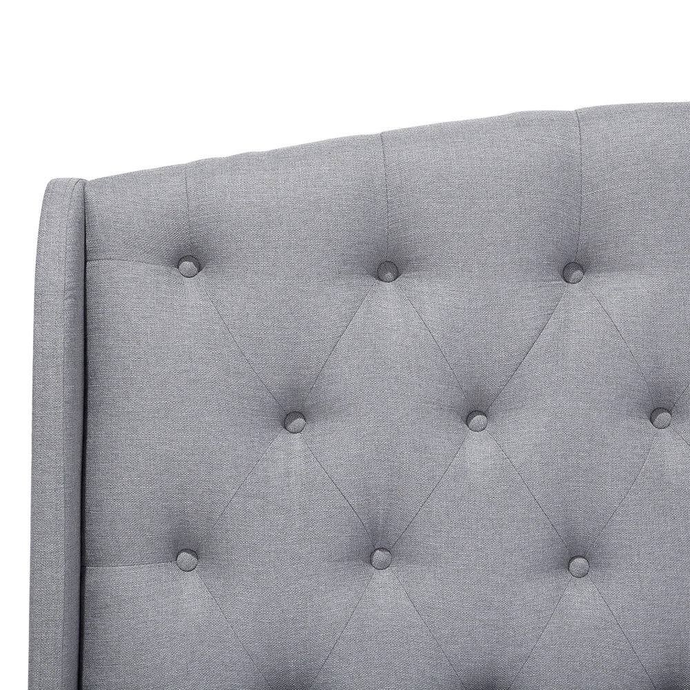 Letto a doghe Tessuto in poliestere grigio Poggiatesta trapuntato imbottito 180 x 200 cm Design moderno