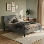 Ikelos, Letto Alla Francese Dimensione Materasso 140x190 cm, Grigio