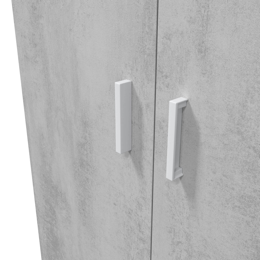 Armadio Alto Multiuso Con Doppia Anta E 4 Ripiani Ideale Per Bagno Ingresso Camera Da Letto Garage Ripostiglio Design Moderno Huelva L 80 x 37 x 182 Cm Bianco E Grigio Cemento