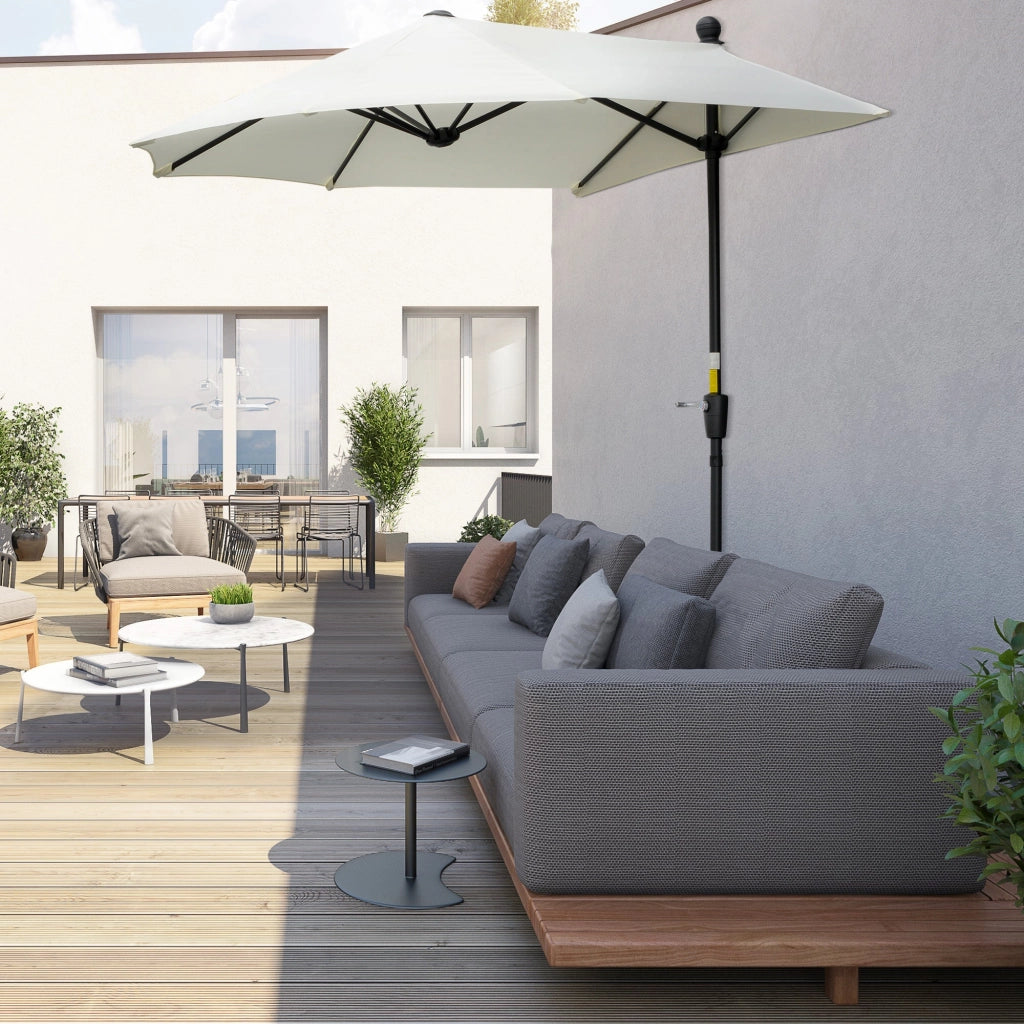 Ombrellone Semicircolare 200x190x240 cm Tettuccio Anti UV Crema