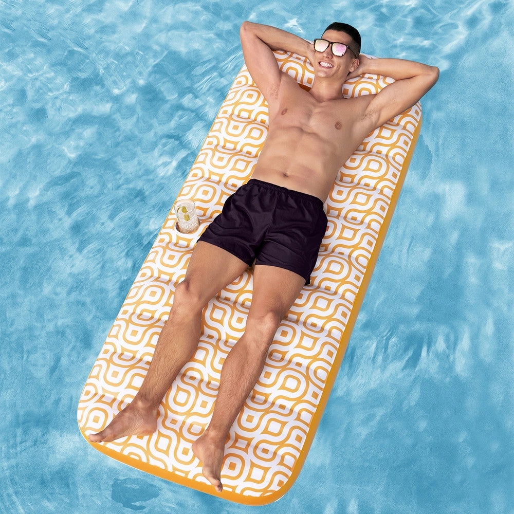 Trade Shop - Materasso Gonfiabile Con Superficie In Velluto Portabicchieri Per Piscina Spiaggia 43836 -