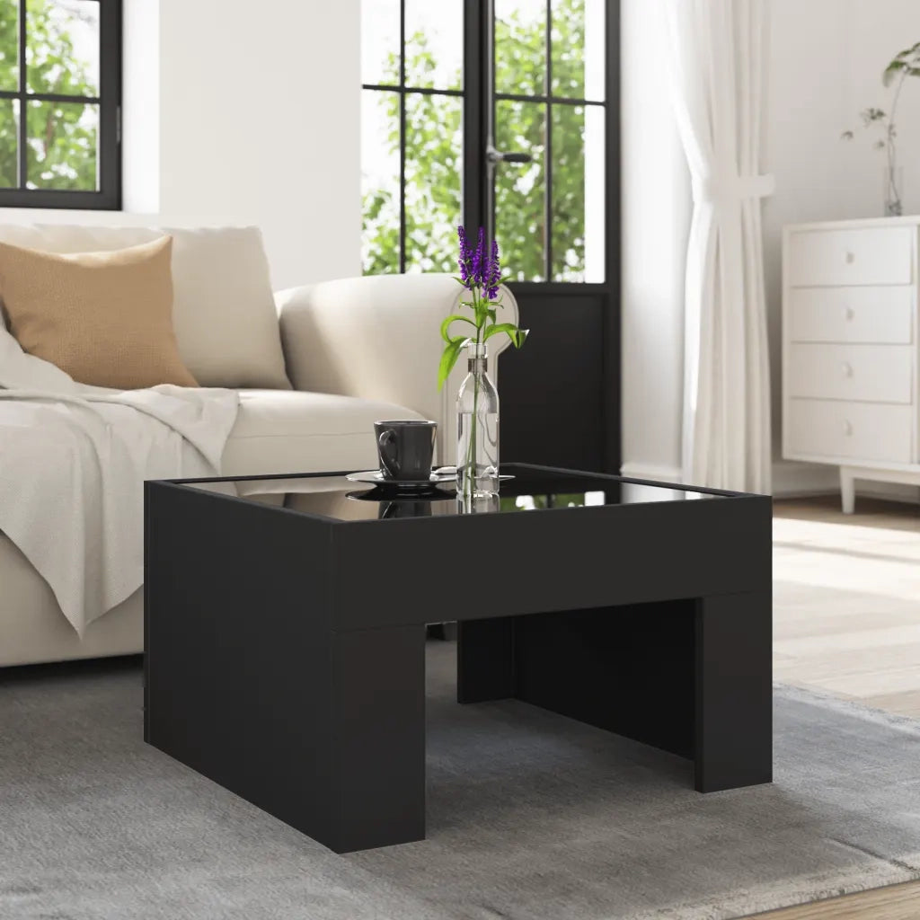 Tavolino da Salotto con LED Infinity Nero 50x50x30 cm