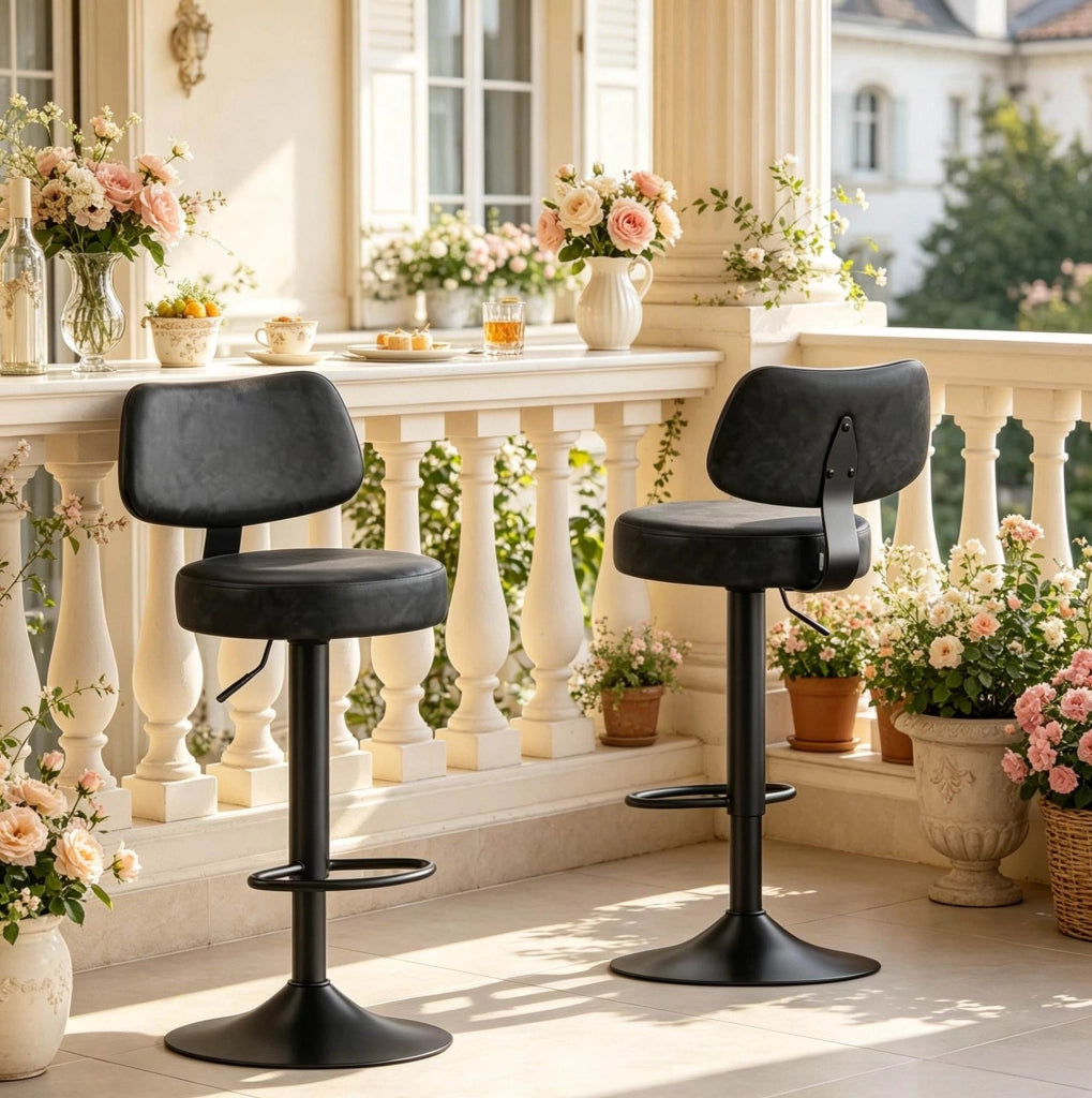 Sgabello da bar regolabile 41x41x84-109 cm in similpelle antracite, set da 2