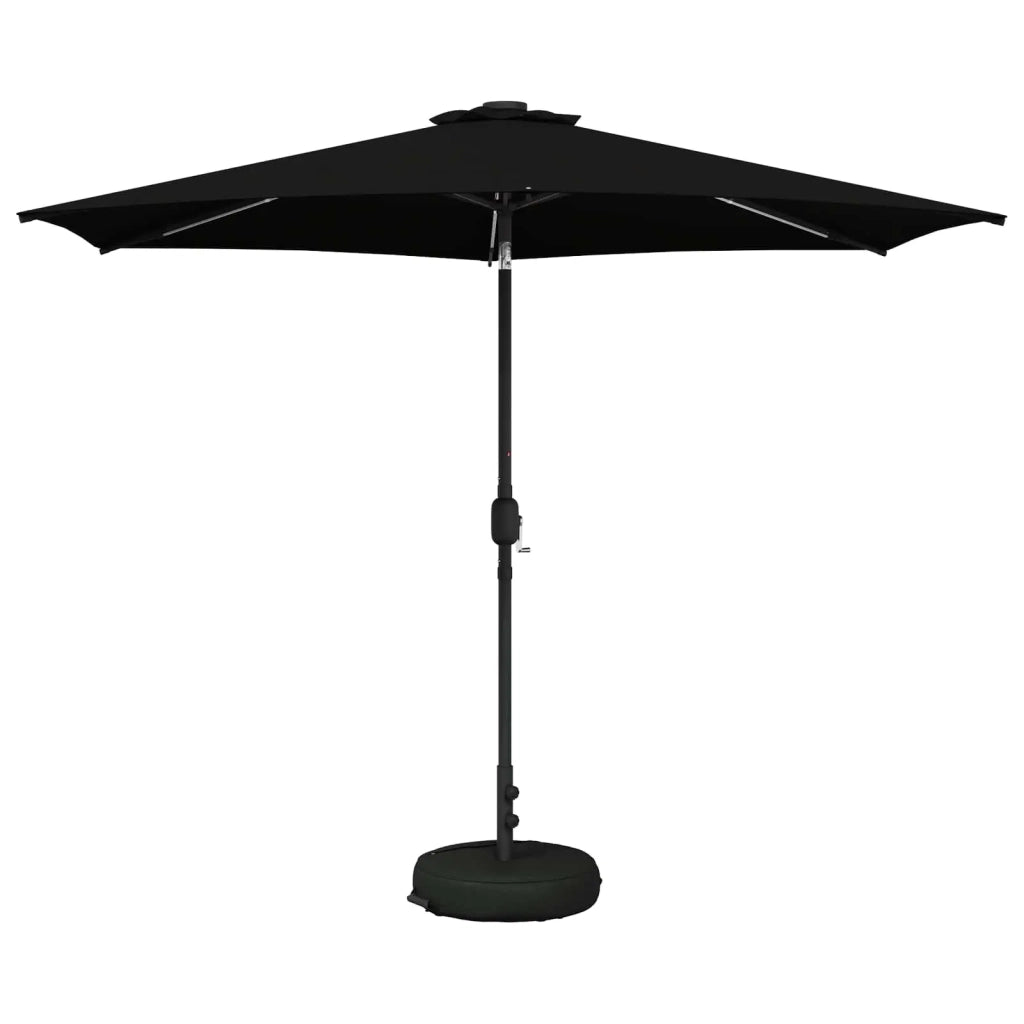 Parasol da Giardino con Luci LED 300 x 300 cm Poliestere Nero 42036272