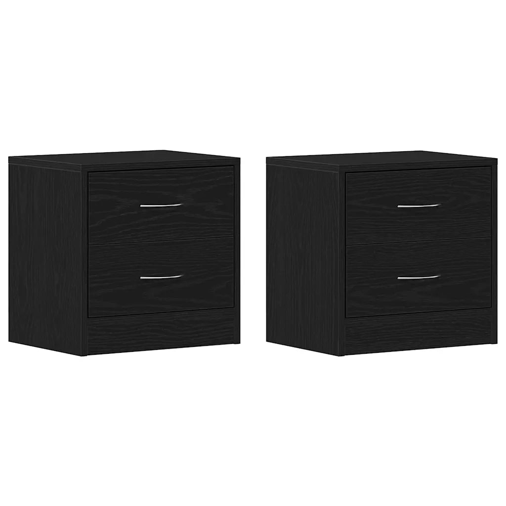 Comodini 2pz Rovere Nero 40x30x40 cm in Legno Multistrato 862005