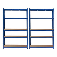 Set 2x Scaffali a incastro per carichi pesanti Blu 120x60x204cm 5 ripiani 200kg/piano