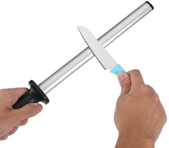 Sbarra di affilatura professionale con diamante - Aletta di avviamento - Affilatutto per coltelli - Leggero - Nero/Argento - Sicuro e portatile