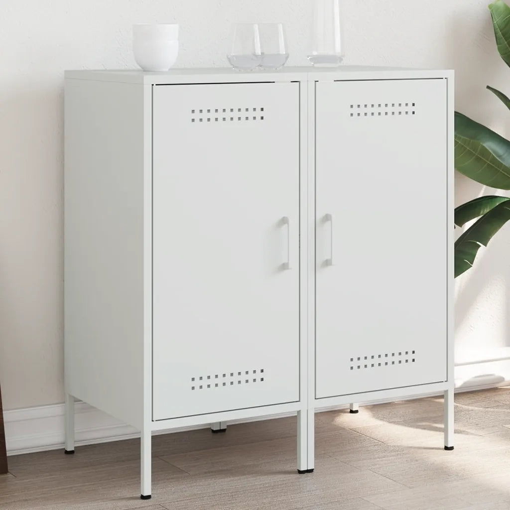 Credenze 2 pz | Madia | Buffet da pranzo | Armadio da pranzo Bianche 36x39x79 cm in Acciaio