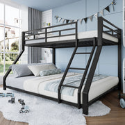 DESMIU Letto a castello 90 × 200 cm e 140 × 200 cm 2 posti con sponde e scala, senza materasso, metallo, nero