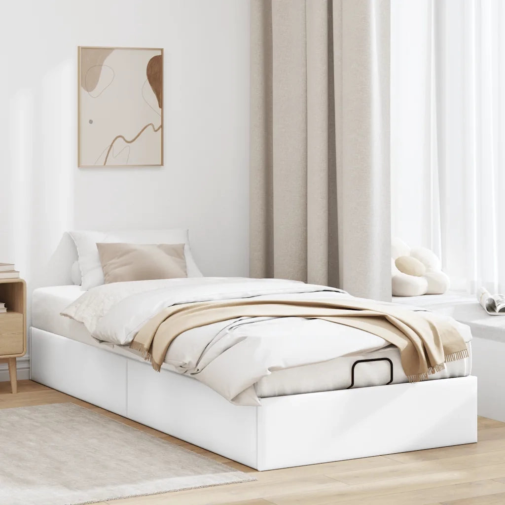 vidaXL Struttura Letto Pouf senza Materasso Bianco 80x200cm Similpelle