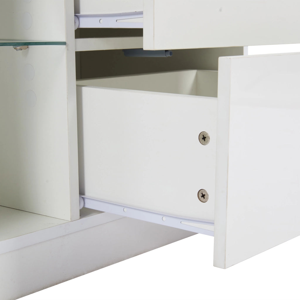 Mobile TV con 2 cassetti e 1 anta; LED USB - per soggiorno - 160x40x52 cm - in MDF - bianco