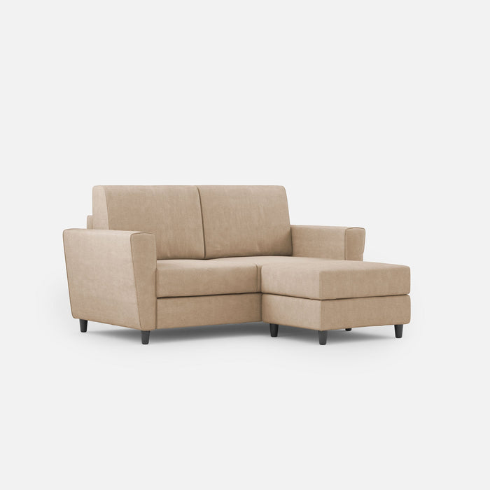 Divano 2 Posti con Pouf 152x155x85 cm Yasel in Tessuto Beige